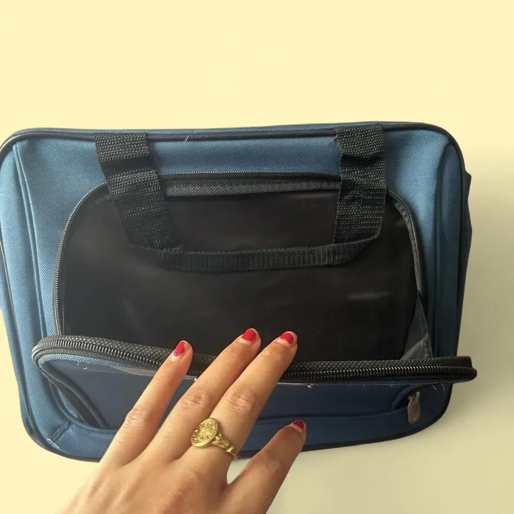 Vintage Blue 90s Laptop Bag/ Messenger Bag/ Backpack with Adjustable Strap